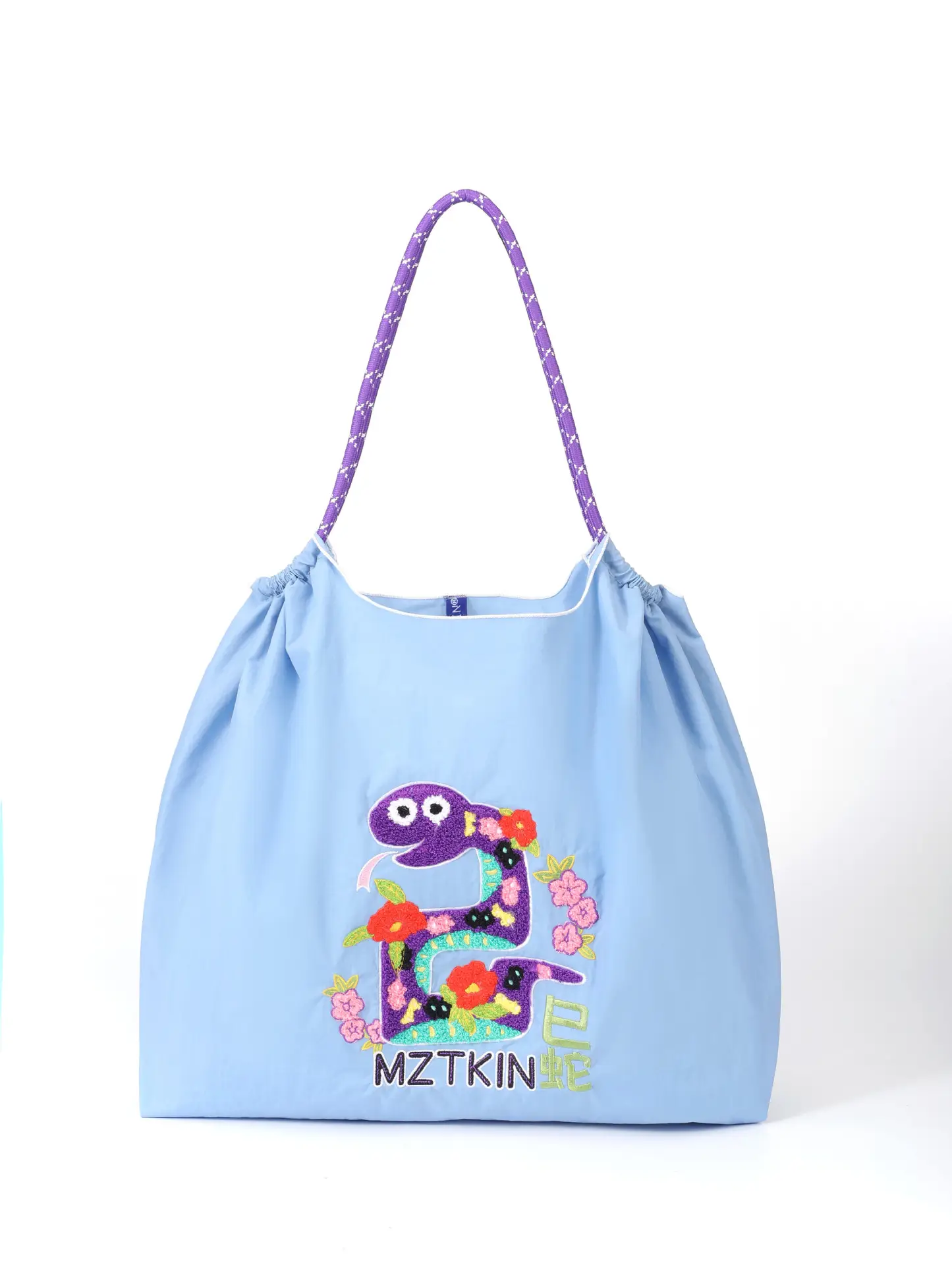 Korean Style Rabbit Embroidered Tote Bag Navy Blue Large Capacity - Image 75