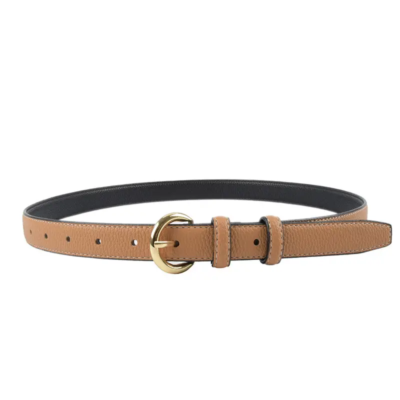 Women's Genuine Leather Belt Black Gold Buckle - Image 19