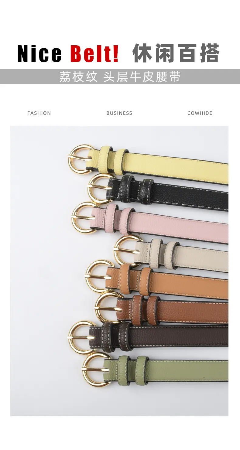 Women's Genuine Leather Belt Black Gold Buckle β feature 4