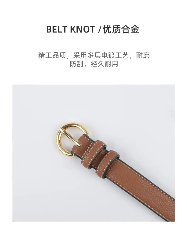 Women's Genuine Leather Belt Black Gold Buckle β feature 7
