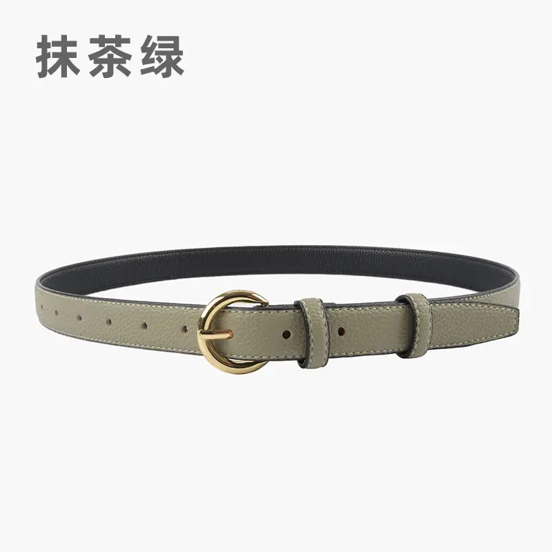 Women's Genuine Leather Belt Black Gold Buckle - Image 10