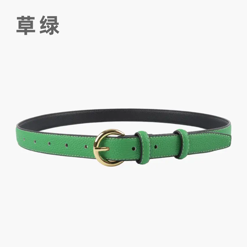 Women's Genuine Leather Belt Black Gold Buckle - Image 11
