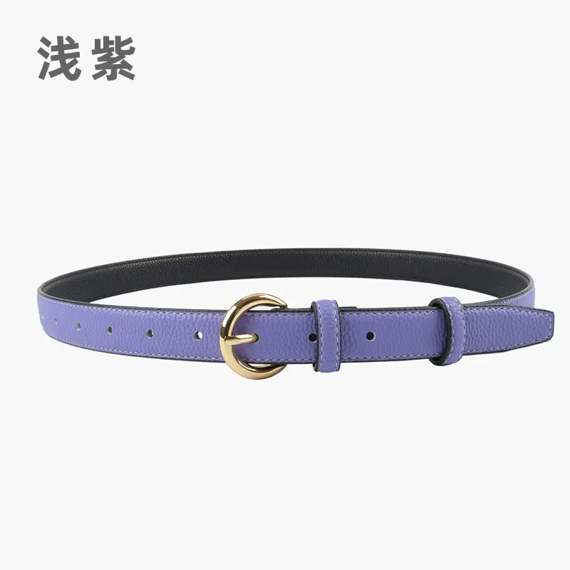 Women's Genuine Leather Belt Black Gold Buckle - Image 12