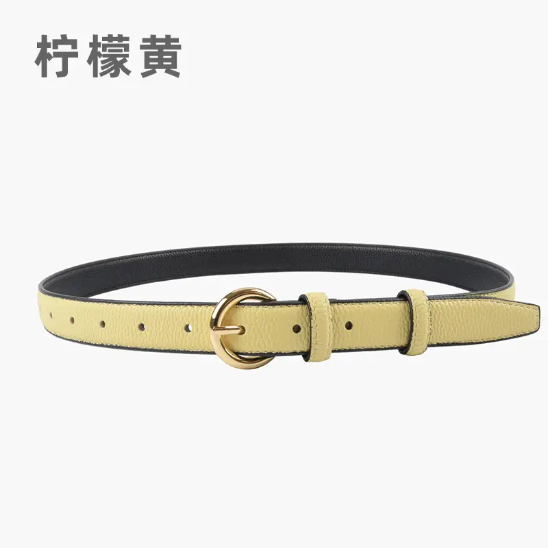 Women's Genuine Leather Belt Black Gold Buckle - Image 13