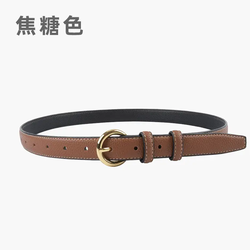 Women's Genuine Leather Belt Black Gold Buckle - Image 14
