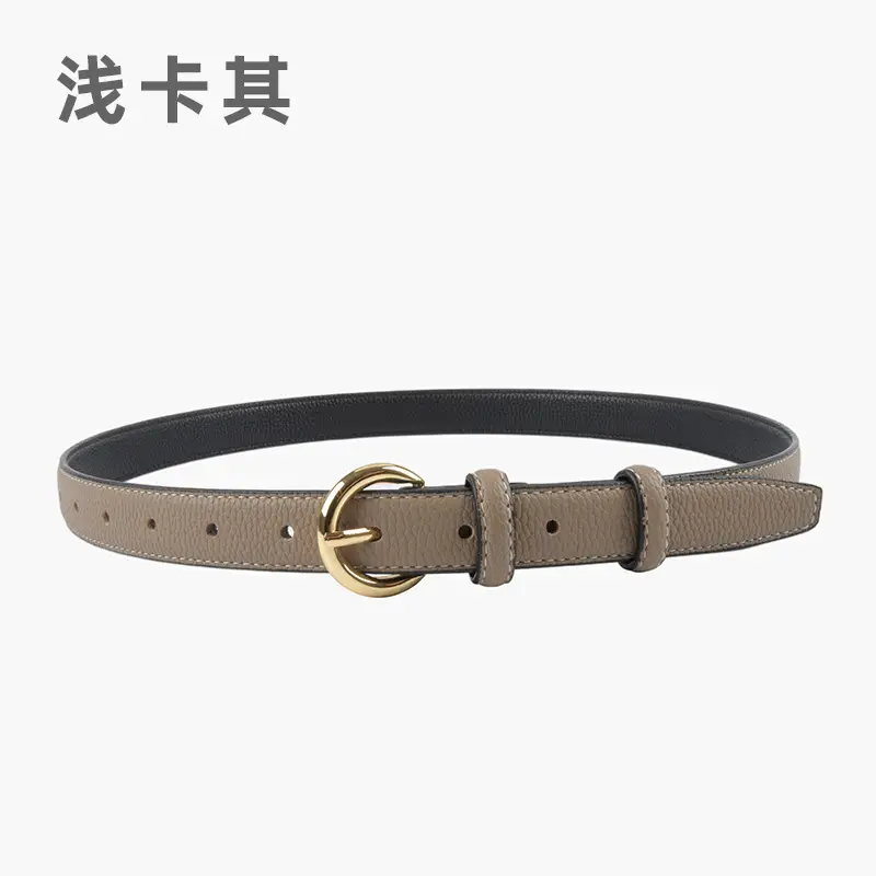 Women's Genuine Leather Belt Black Gold Buckle - Image 4