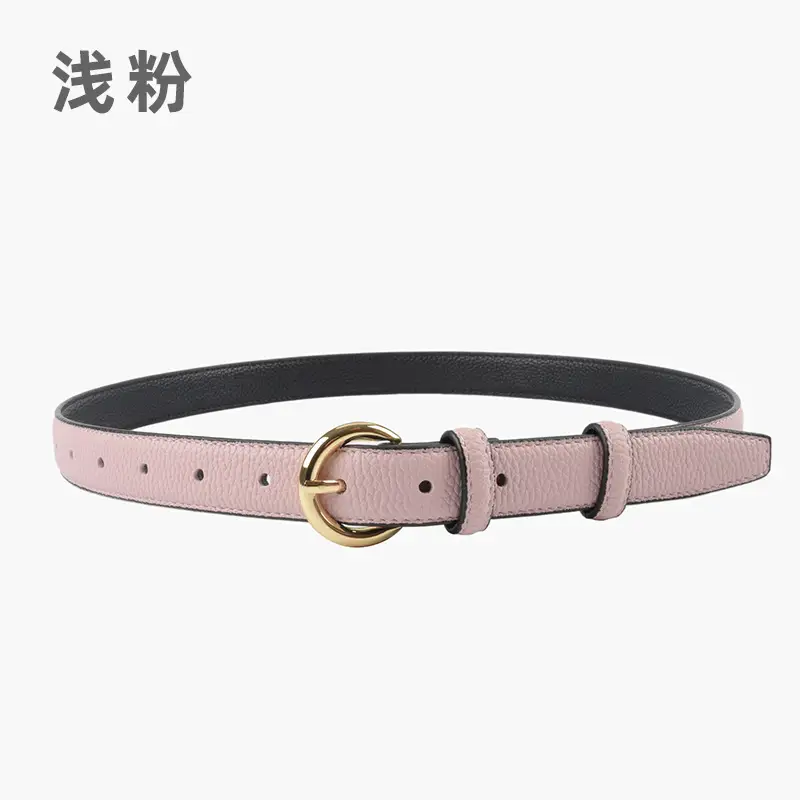 Women's Genuine Leather Belt Black Gold Buckle - Image 5