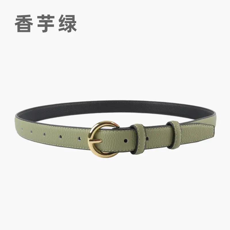 Women's Genuine Leather Belt Black Gold Buckle - Image 6