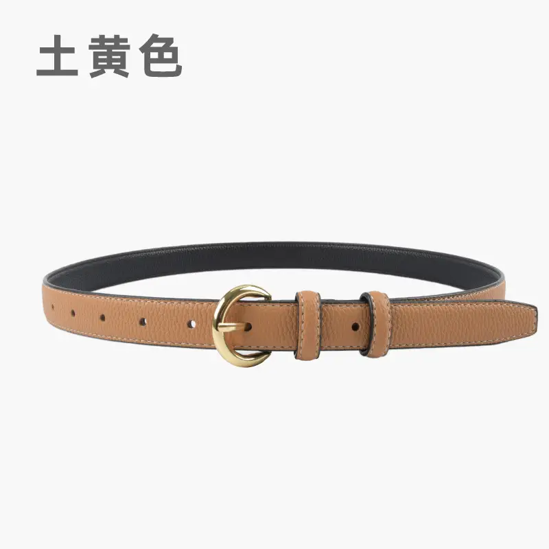 Women's Genuine Leather Belt Black Gold Buckle - Image 8