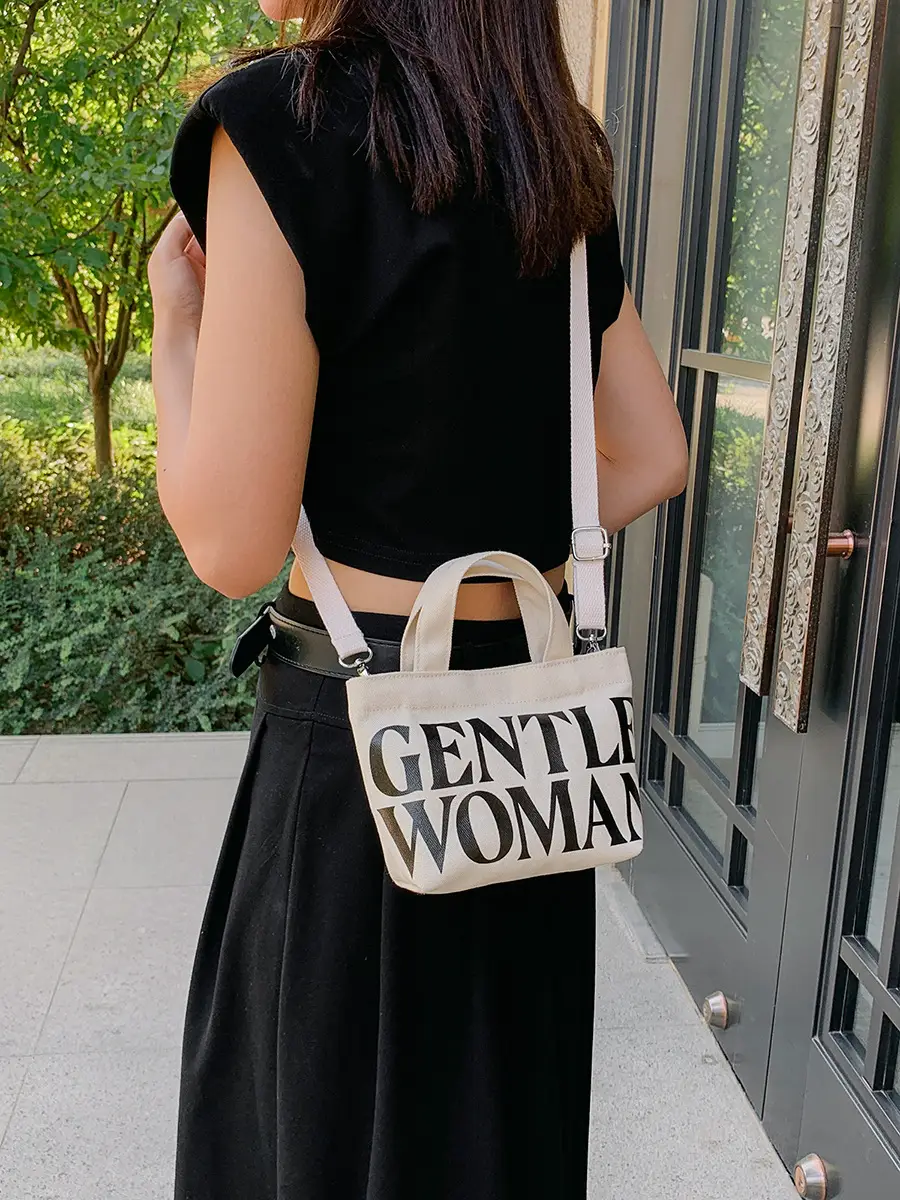 Gentle Woman Double Letter Print Mini Veggie Basket Bag - Image 8