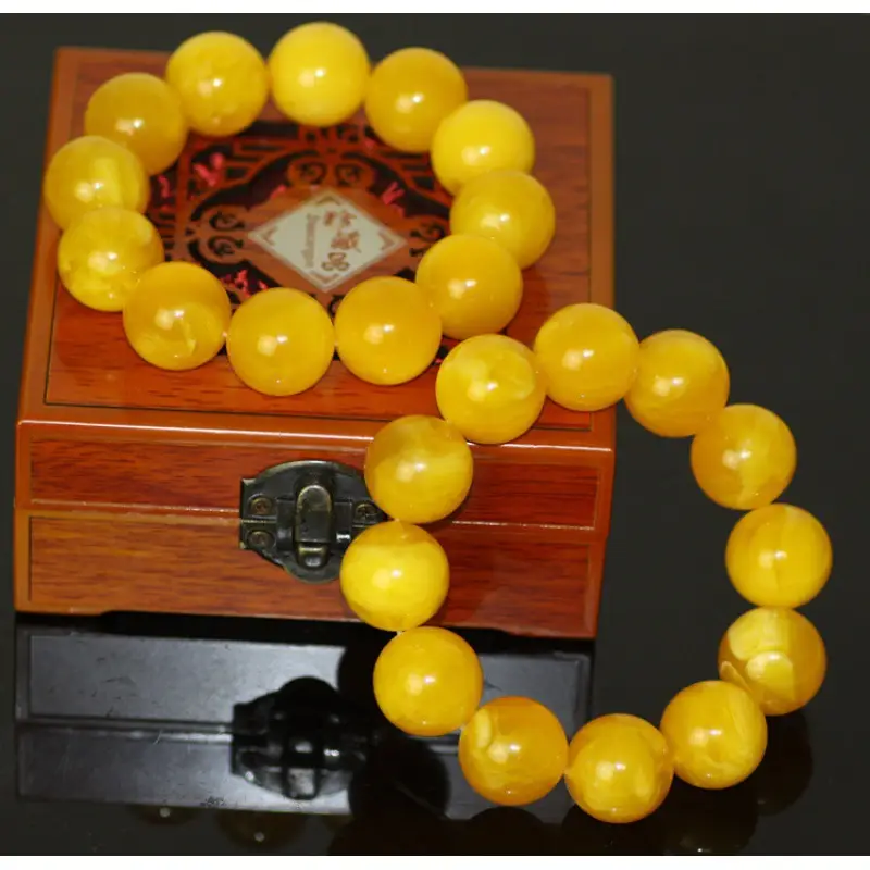 Baltic Amber Chicken Oil Yellow Beads Bracelet for Men Women
