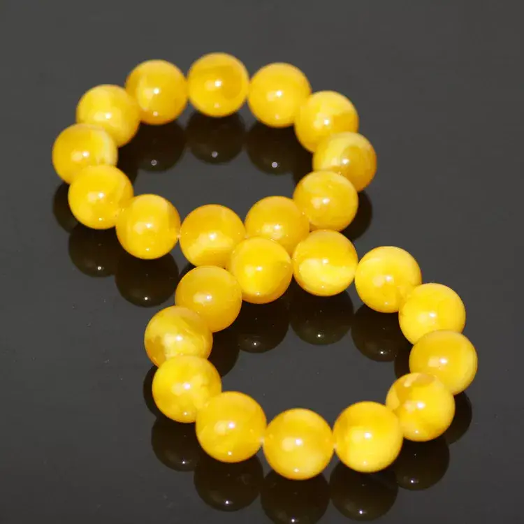 Baltic Amber Chicken Oil Yellow Beads Bracelet for Men Women — feature 13