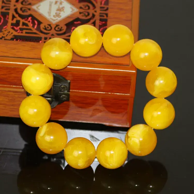 Baltic Amber Chicken Oil Yellow Beads Bracelet for Men Women — feature 14