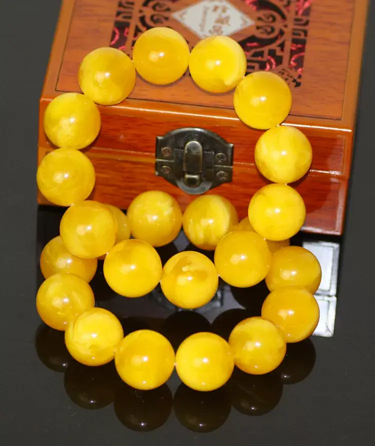 Baltic Amber Chicken Oil Yellow Beads Bracelet for Men Women — feature 9