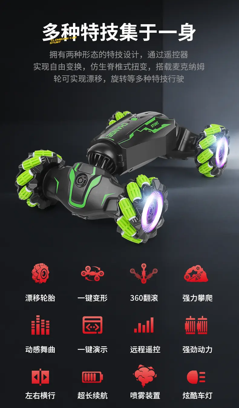 Twisting Stunt Light Spray Remote Control Children's Off-Road Vehicle Electric Climbing Cross-Border Toy Remote Control Car Drift — feature 6