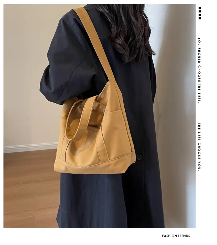 Black Canvas College Student Crossbody Bag — feature 1