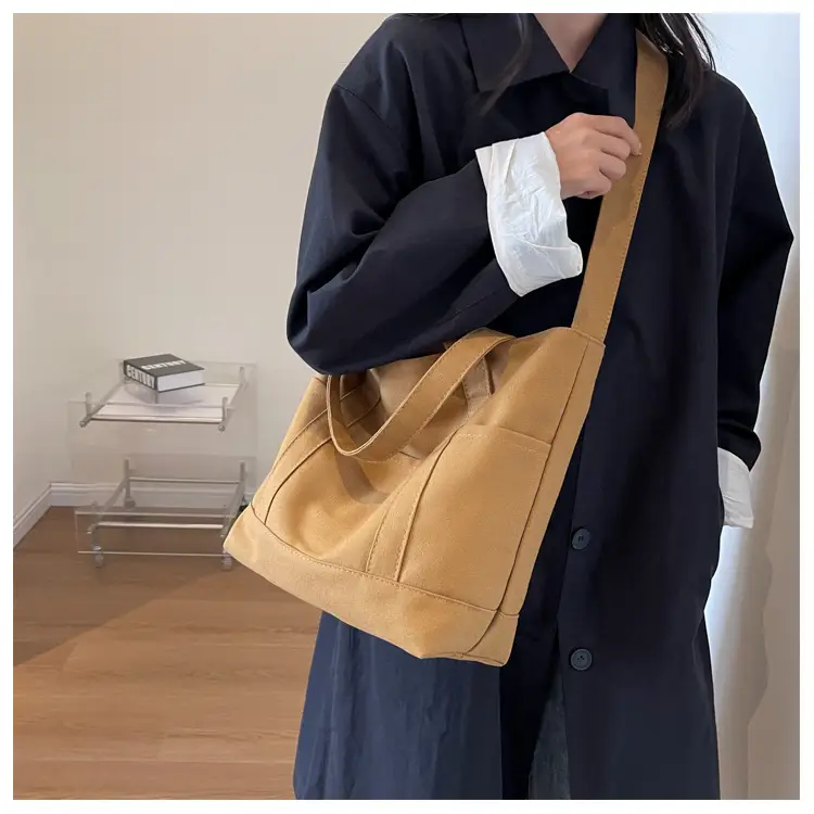 Black Canvas College Student Crossbody Bag — feature 19