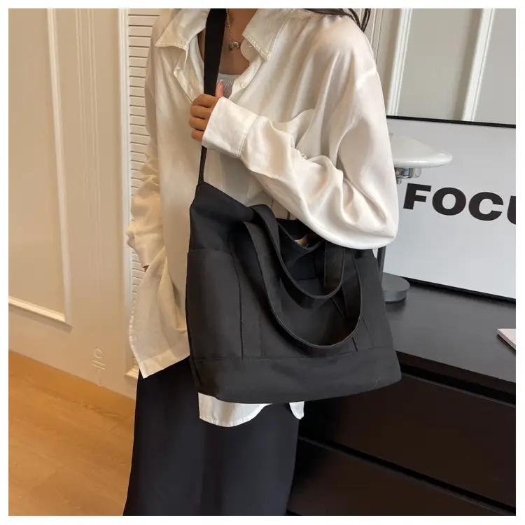 Black Canvas College Student Crossbody Bag — feature 25