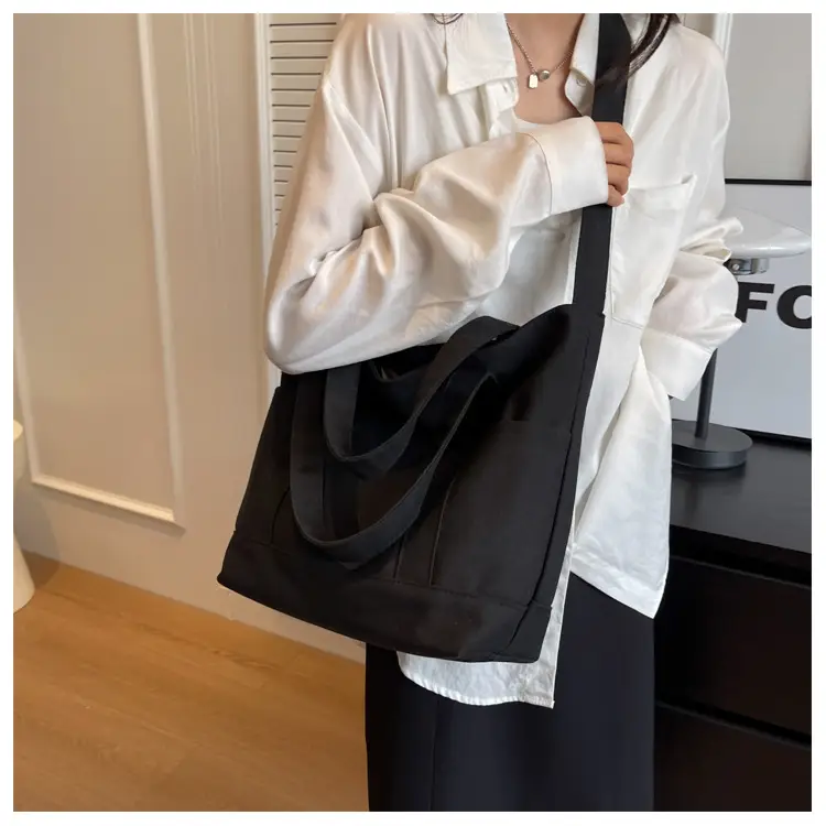 Black Canvas College Student Crossbody Bag — feature 26