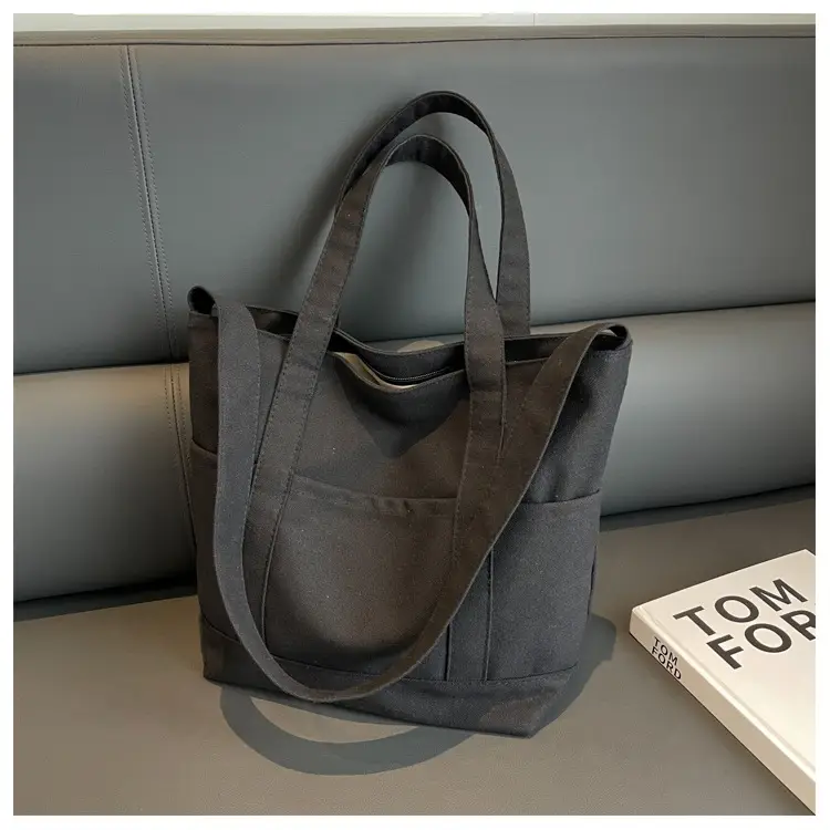 Black Canvas College Student Crossbody Bag — feature 34