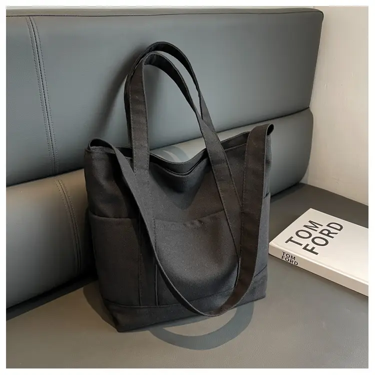 Black Canvas College Student Crossbody Bag — feature 35