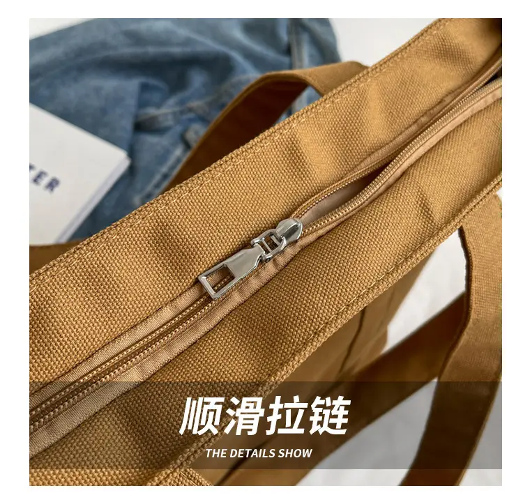 Black Canvas College Student Crossbody Bag — feature 5