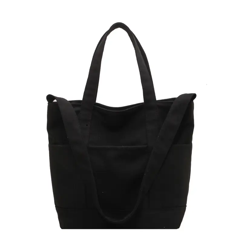 Black Canvas College Student Crossbody Bag - Image 2