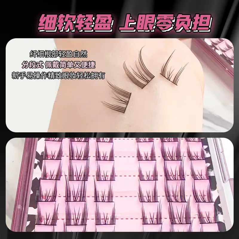 Cat Genie False Eyelashes for Women Pink Plaid - Image 10