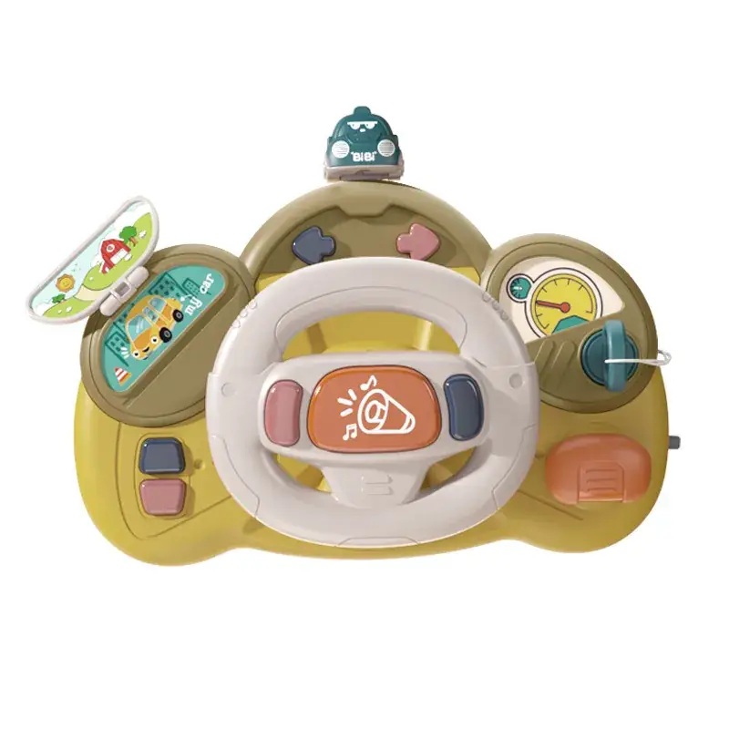 Kids Steering Wheel Toy with Music & Stroller