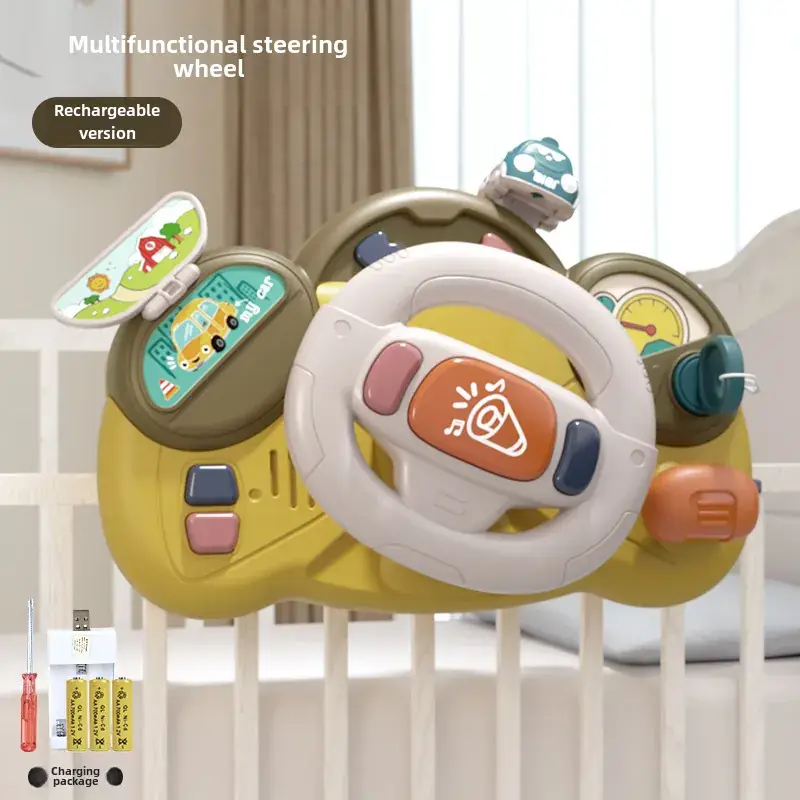 Kids Steering Wheel Toy with Music & Stroller