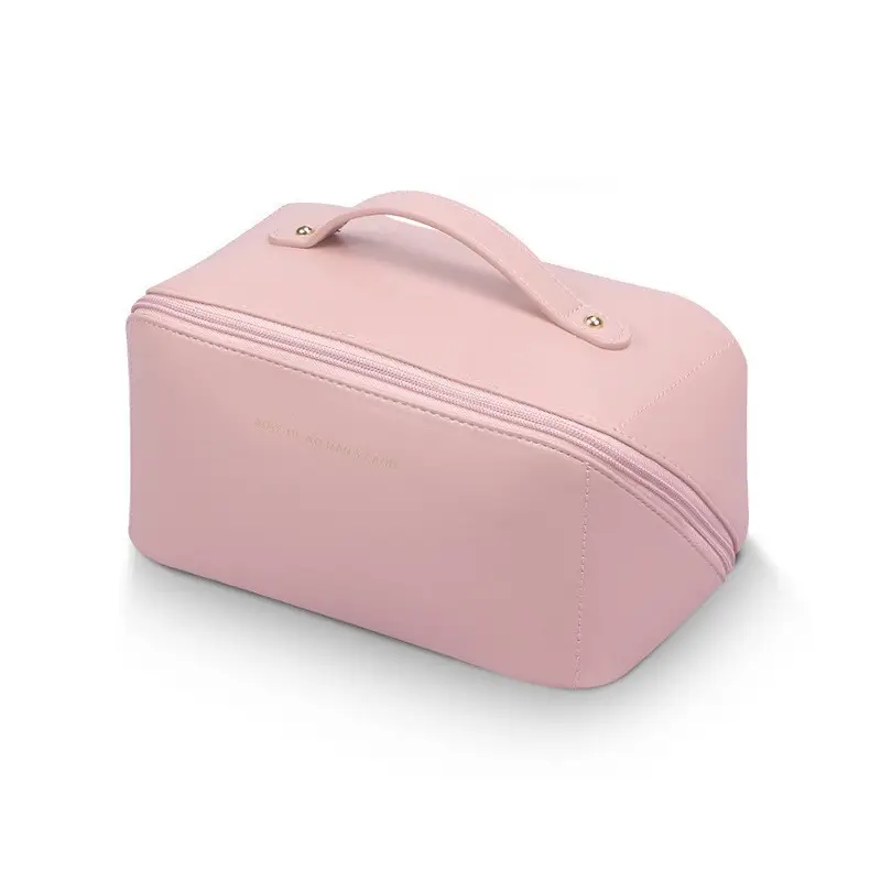 Pink PU Leather Makeup Brush Pillow Travel Case