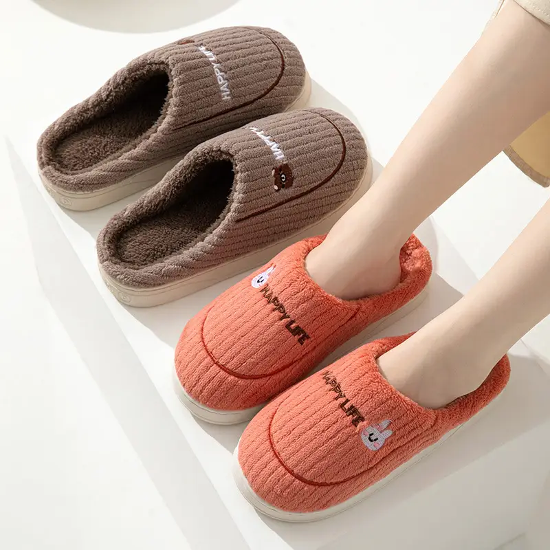 Thick-Soled Cotton Slippers, Non-Slip Winter Shoes, Indoor Slippers, Winter Warm Cotton Shoes, Plush Cotton Slippers, Home Slippers Wholesale
