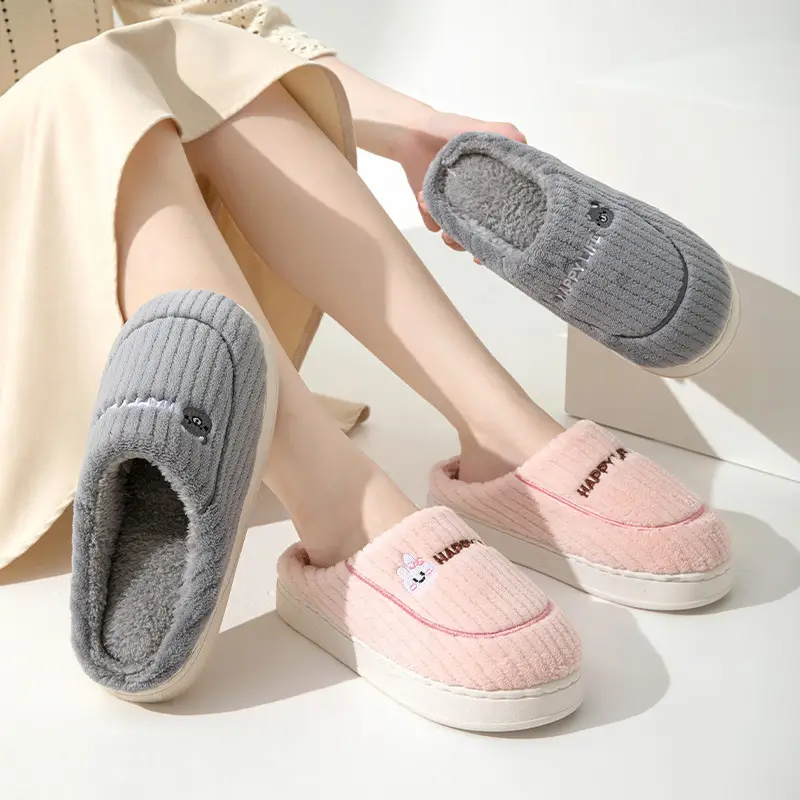 Thick-Soled Cotton Slippers, Non-Slip Winter Shoes, Indoor Slippers, Winter Warm Cotton Shoes, Plush Cotton Slippers, Home Slippers Wholesale
