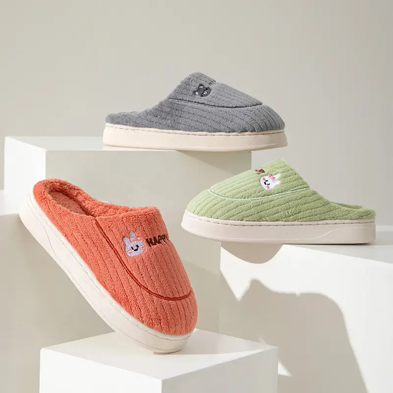 Thick-Soled Cotton Slippers, Non-Slip Winter Shoes, Indoor Slippers, Winter Warm Cotton Shoes, Plush Cotton Slippers, Home Slippers Wholesale
