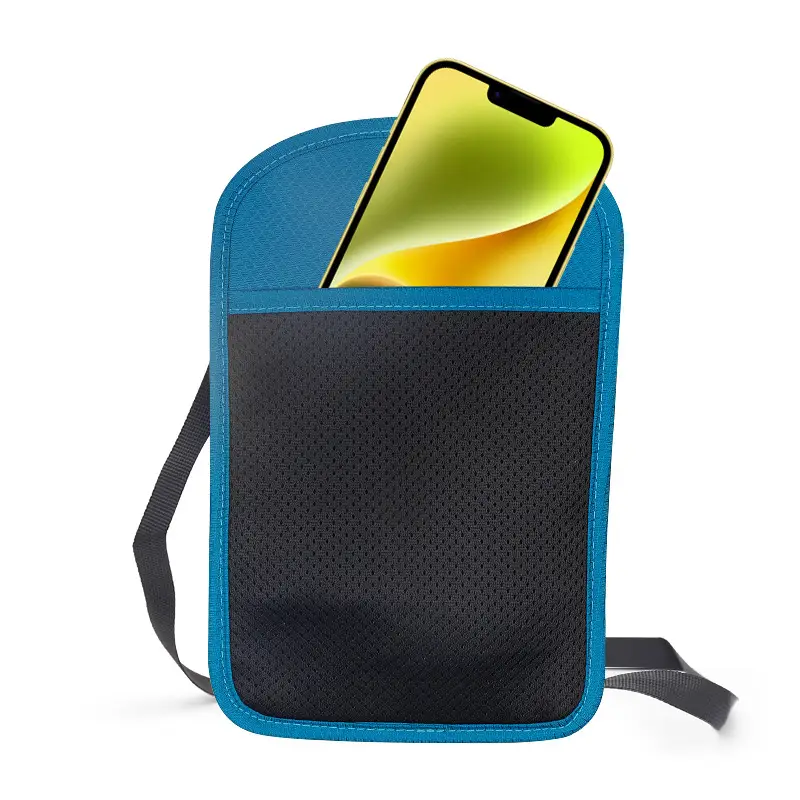 Blue RFID Shoulder Passport Bag with Clear Pocket - Image 8
