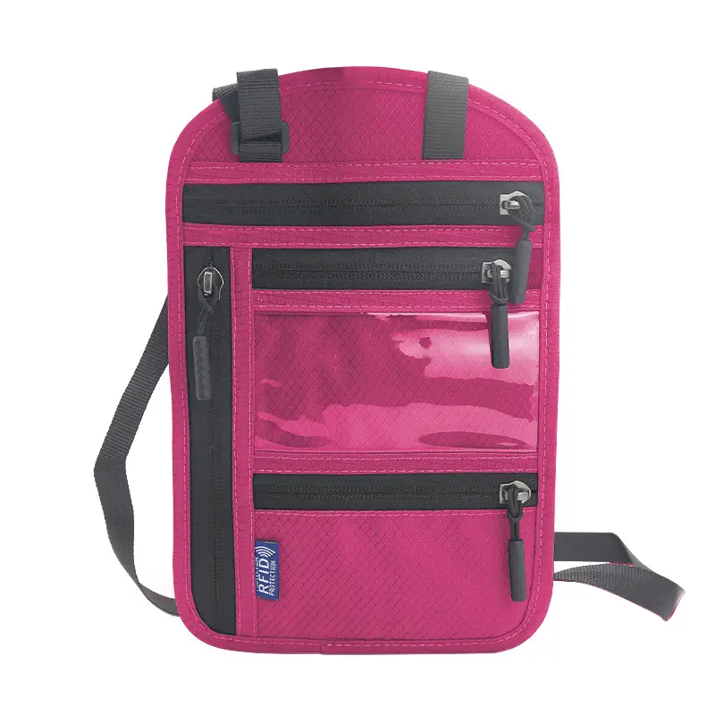 Blue RFID Shoulder Passport Bag with Clear Pocket — feature 22