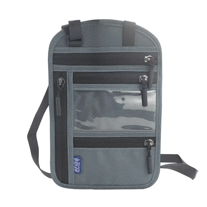 Blue RFID Shoulder Passport Bag with Clear Pocket — feature 23