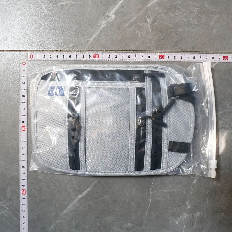 Blue RFID Shoulder Passport Bag with Clear Pocket — feature 25