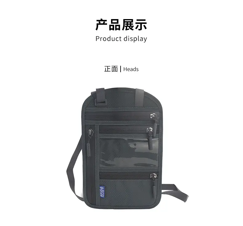 Blue RFID Shoulder Passport Bag with Clear Pocket — feature 4