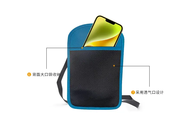 Blue RFID Shoulder Passport Bag with Clear Pocket — feature 9