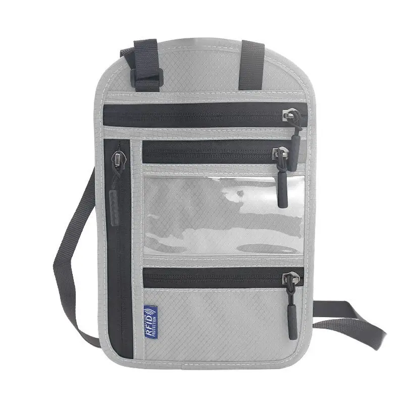 Blue RFID Shoulder Passport Bag with Clear Pocket - Image 2