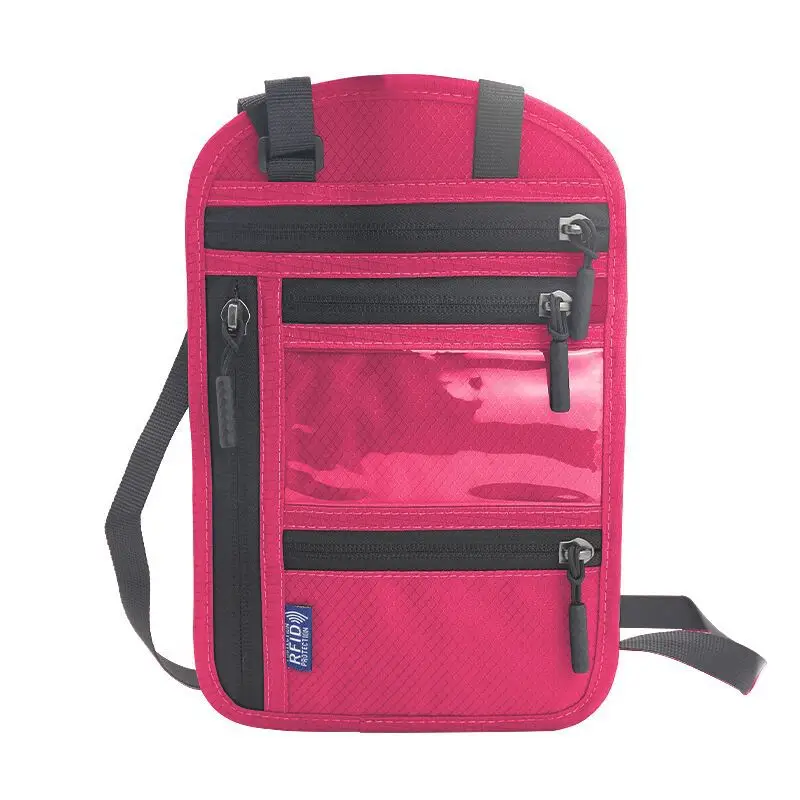 Blue RFID Shoulder Passport Bag with Clear Pocket - Image 5