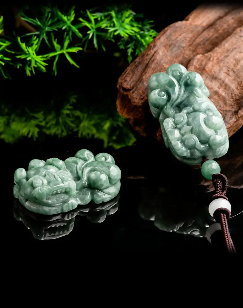 Natural Jade Bean Pendant for Men Green Ruyi — feature 4