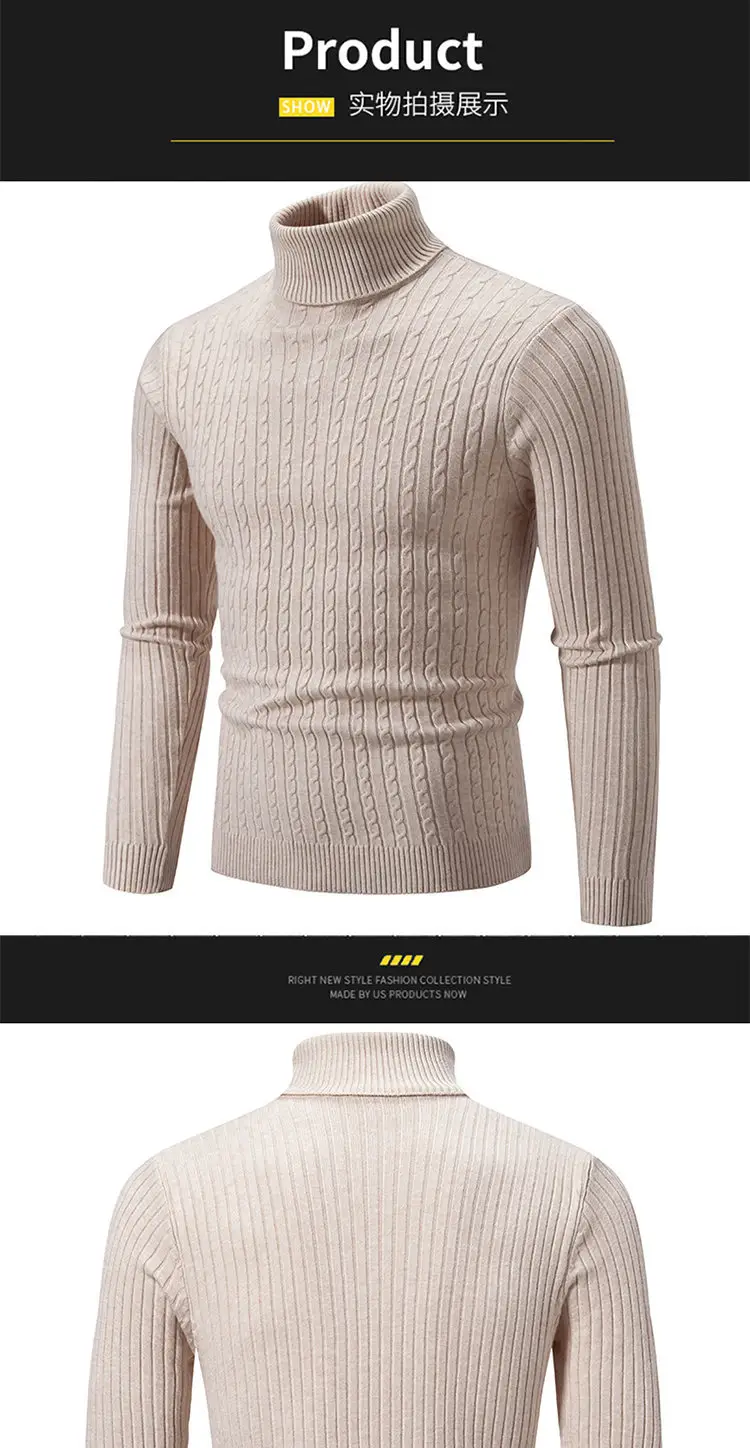 Men's Royal Blue High Collar Twist Knit Sweater — feature 14