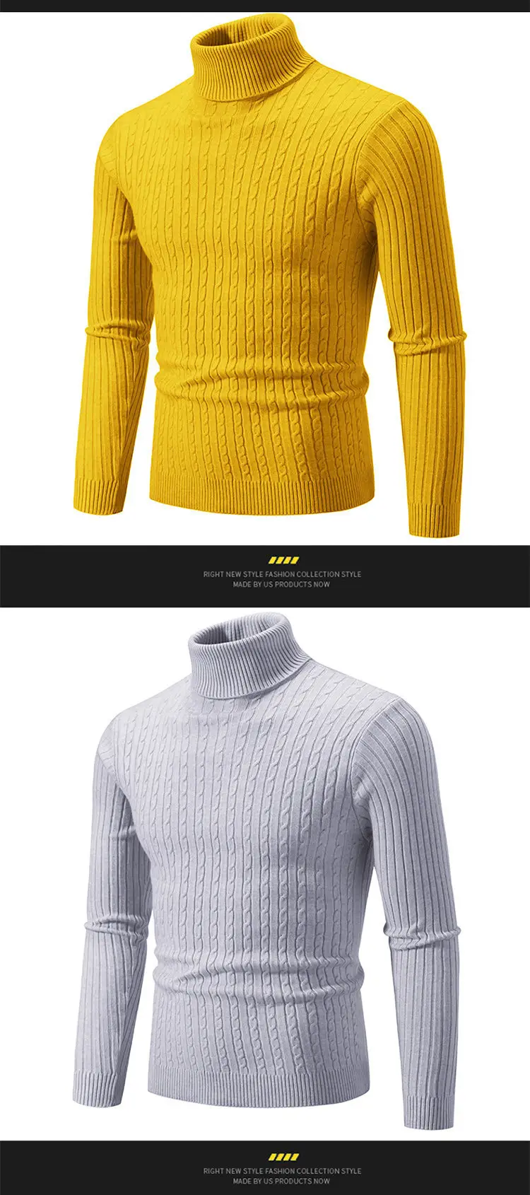Men's Royal Blue High Collar Twist Knit Sweater — feature 19