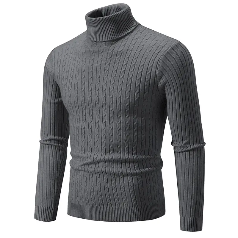 Men's Royal Blue High Collar Twist Knit Sweater — feature 25