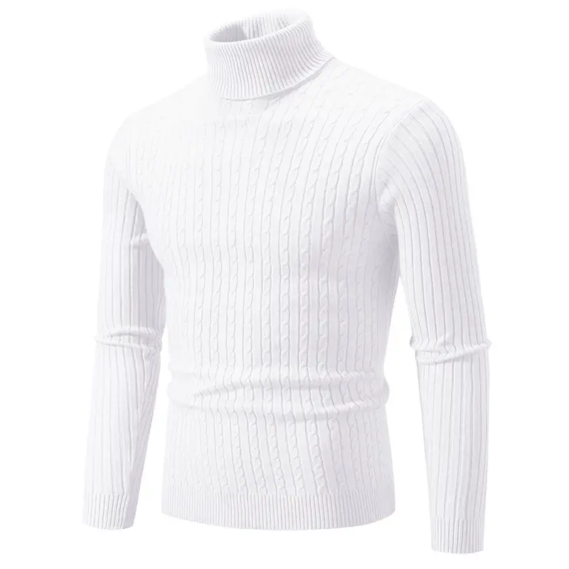 Men's Royal Blue High Collar Twist Knit Sweater — feature 4