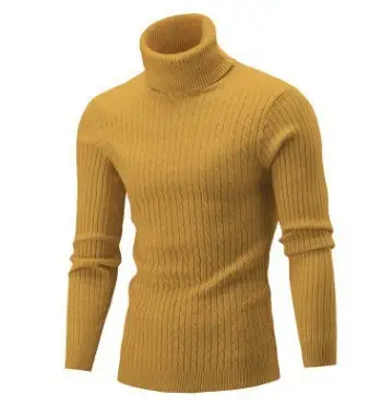 Men's Royal Blue High Collar Twist Knit Sweater
