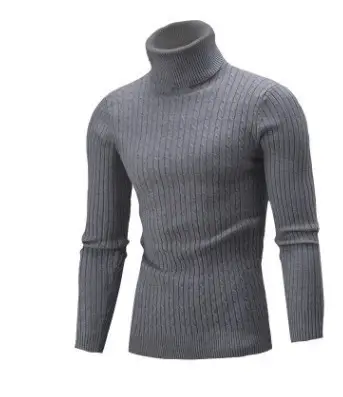 Men's Royal Blue High Collar Twist Knit Sweater