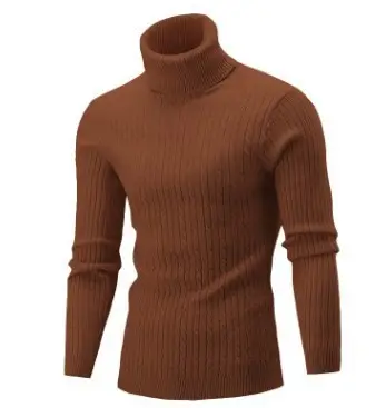Men's Royal Blue High Collar Twist Knit Sweater